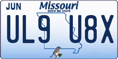 MO license plate UL9U8X
