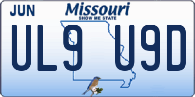 MO license plate UL9U9D