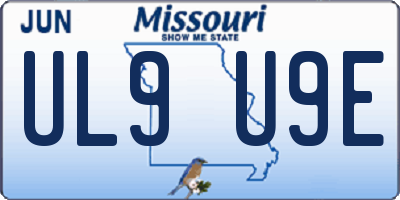 MO license plate UL9U9E
