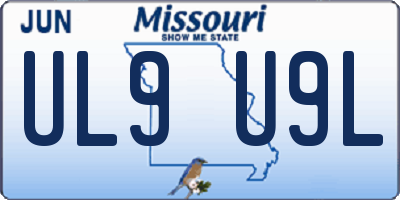 MO license plate UL9U9L