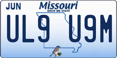 MO license plate UL9U9M