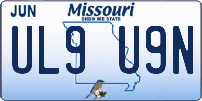 MO license plate UL9U9N