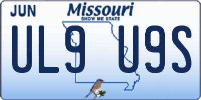 MO license plate UL9U9S