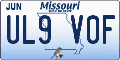 MO license plate UL9V0F