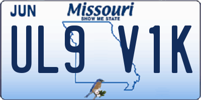 MO license plate UL9V1K