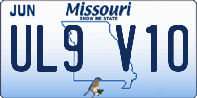 MO license plate UL9V1O