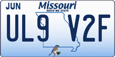 MO license plate UL9V2F