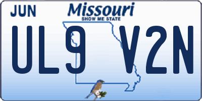 MO license plate UL9V2N