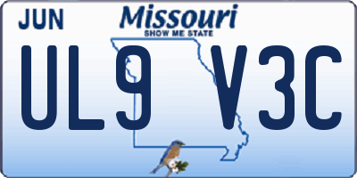 MO license plate UL9V3C