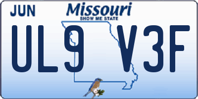 MO license plate UL9V3F