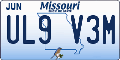 MO license plate UL9V3M