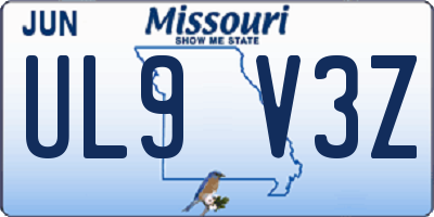 MO license plate UL9V3Z