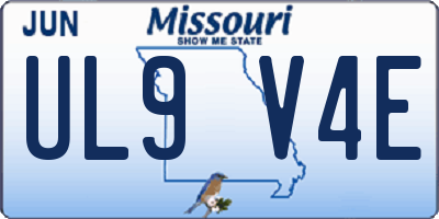 MO license plate UL9V4E