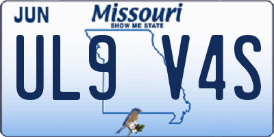 MO license plate UL9V4S