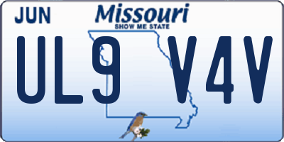 MO license plate UL9V4V