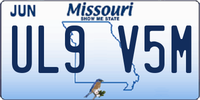 MO license plate UL9V5M