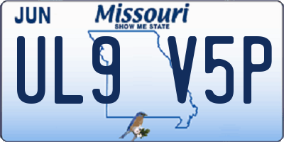 MO license plate UL9V5P