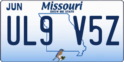 MO license plate UL9V5Z