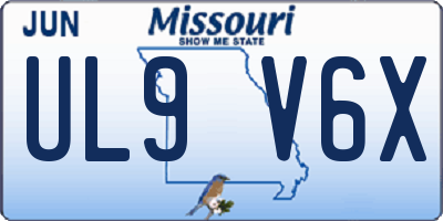 MO license plate UL9V6X