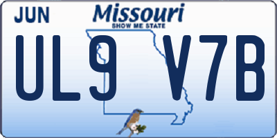 MO license plate UL9V7B