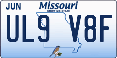 MO license plate UL9V8F