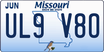 MO license plate UL9V8O