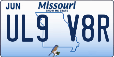 MO license plate UL9V8R