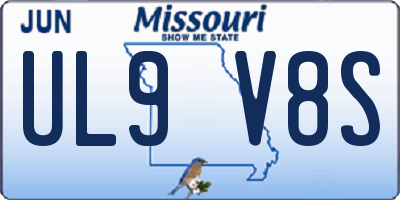 MO license plate UL9V8S