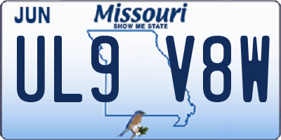 MO license plate UL9V8W