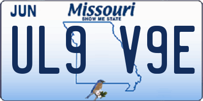 MO license plate UL9V9E