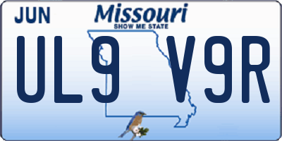 MO license plate UL9V9R