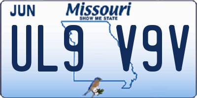 MO license plate UL9V9V
