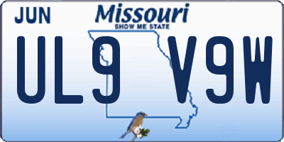 MO license plate UL9V9W