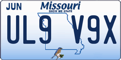 MO license plate UL9V9X