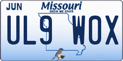 MO license plate UL9W0X