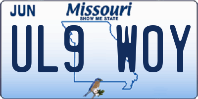 MO license plate UL9W0Y
