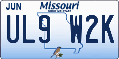 MO license plate UL9W2K