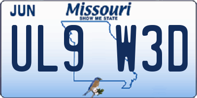 MO license plate UL9W3D