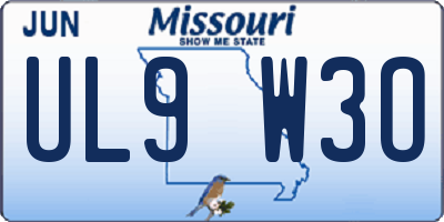 MO license plate UL9W3O