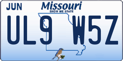 MO license plate UL9W5Z