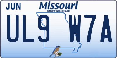 MO license plate UL9W7A