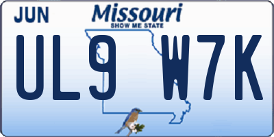 MO license plate UL9W7K