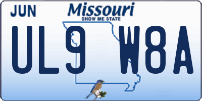MO license plate UL9W8A