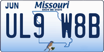 MO license plate UL9W8B