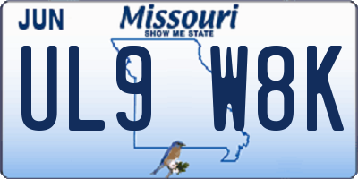 MO license plate UL9W8K