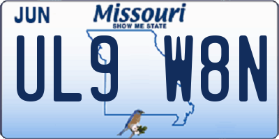 MO license plate UL9W8N