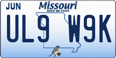 MO license plate UL9W9K