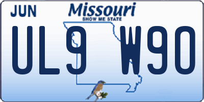 MO license plate UL9W9O