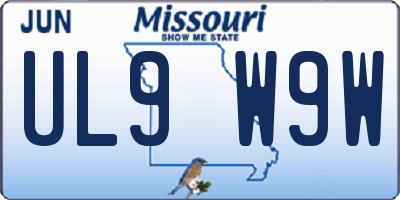 MO license plate UL9W9W