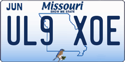 MO license plate UL9X0E